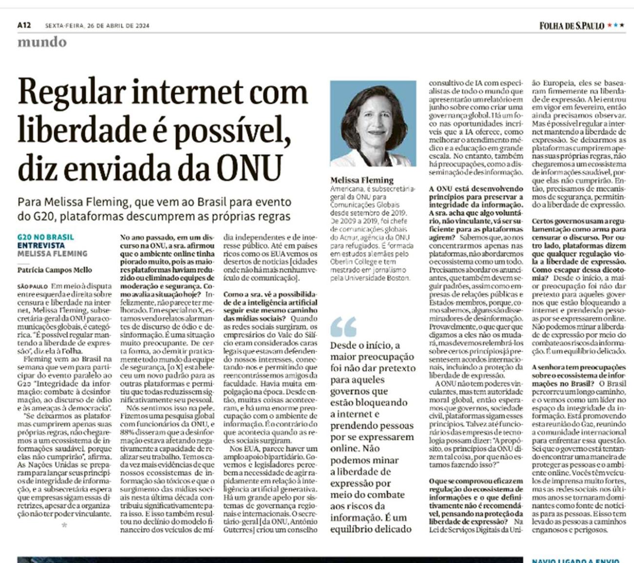 Entrevista de Folha de Sao Paulo